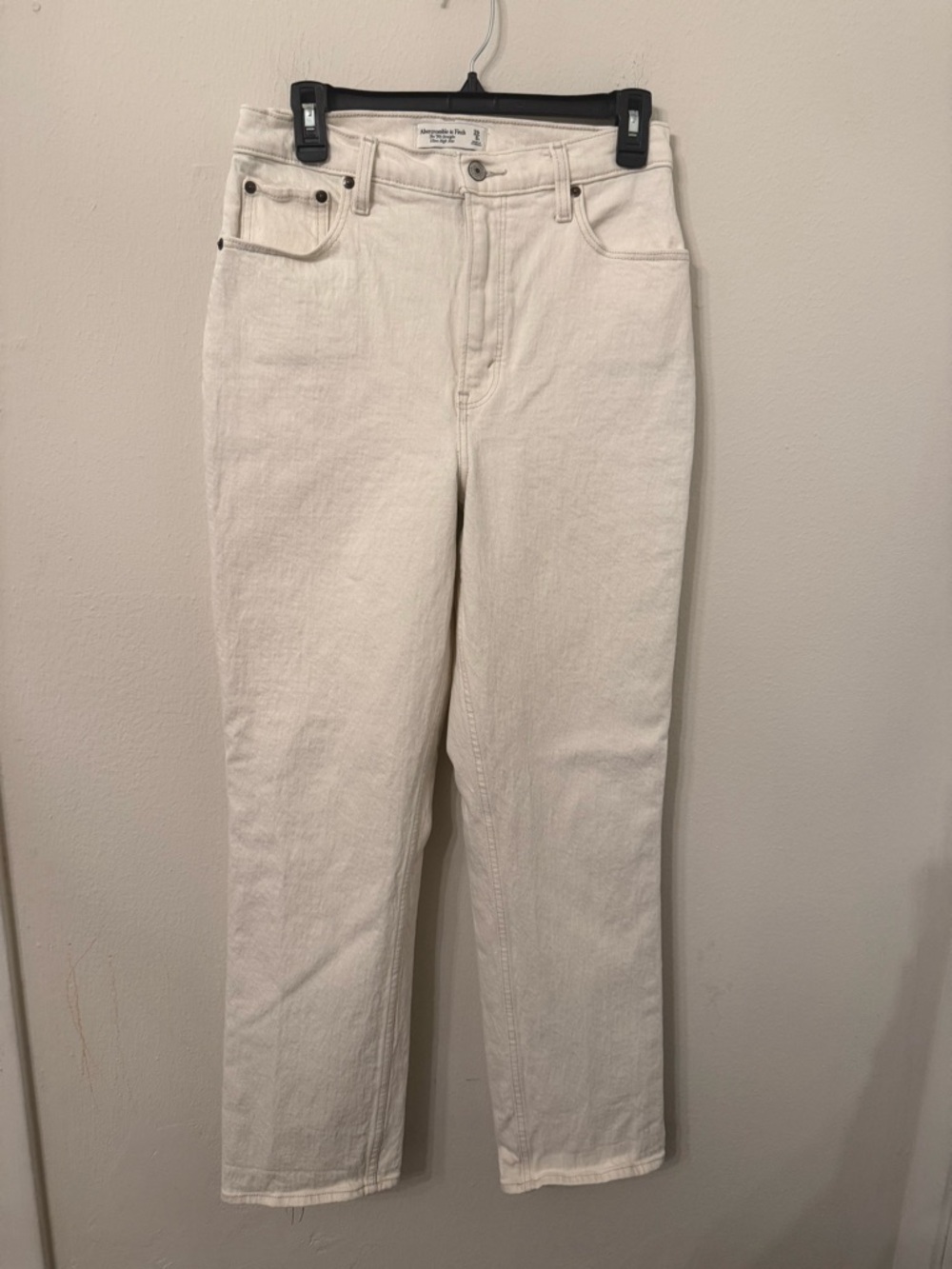 Abercrombie & Fitch Cream Straight Leg Jeans
